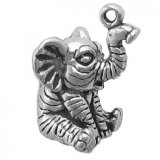 SITTING ELEPHANT with RAISED TRUNK Sterling Silver Charm