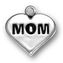MOM HEART Sterling Silver Charm - CLEARANCE