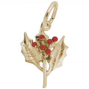 Christmas Holly Gold Charm
