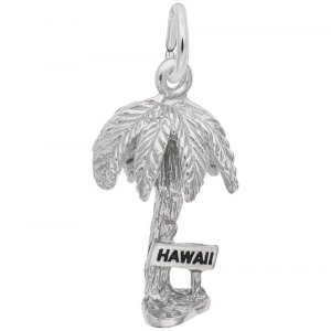 Hawaii Palm Tree Silver Charm