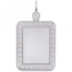 Vertical Rectangle Scroll PhotoArt Sterling Silver Charm