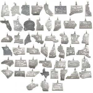 All 50 States of America Sterling Silver Charms - :: Timeless Charms 