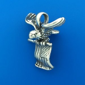 BALD EAGLE CARRYING USA FLAG Sterling Silver Pendant Charm