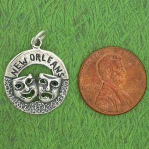 NEW ORLEANS COMEDY and TRAGEDY MASK Sterling Silver Charm