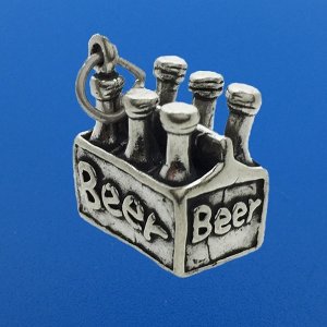 SIX PACK of BEER Sterling Silver Charm