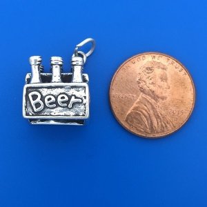SIX PACK of BEER Sterling Silver Charm