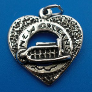 NEW ORLEANS RIVERBOAT HEART Sterling Silver Charm