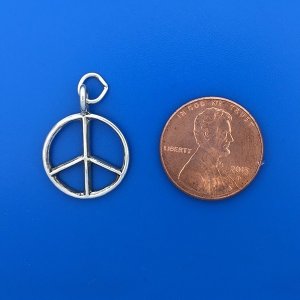 RAISED PEACE SIGN Sterling Silver Charm