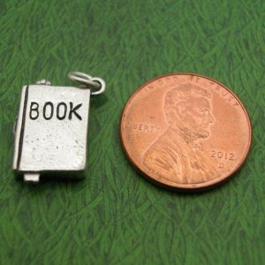READING BOOK Sterling Silver Charm