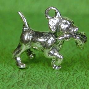 RETRIEVER with DUCK Sterling Silver Charm