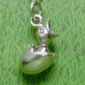 BABY CHICK in EGG Sterling Silver Charm