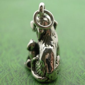 DOG with PUPPY Sterling Silver Charm