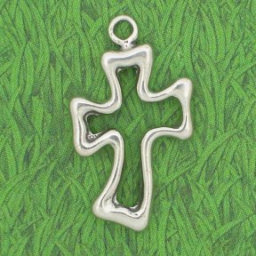 SIMPLE CURVE CROSS Sterling Silver Charm