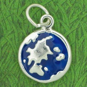 TWO SIDED EARTH Enameled Sterling Silver Charm