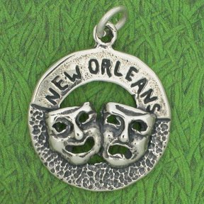 NEW ORLEANS COMEDY and TRAGEDY MASK Sterling Silver Charm
