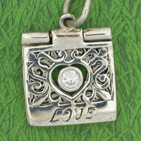 OPENING LOVE NOTE with CRYSTAL Sterling Silver Charm