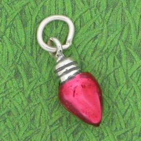 RED CHRISTMAS LIGHT Enameled Sterling Silver Charm