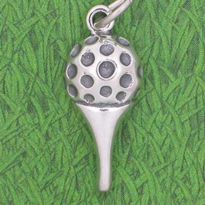 GOLF BALL and TEE Sterling Silver Charm