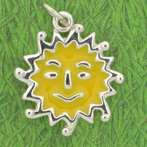 YELLOW SUN Enameled Sterling Silver Charm