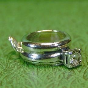 WEDDING RING SET with CRYSTAL Sterling Silver Charm