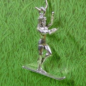 FEMALE WATER SKIER Sterling Silver Charm