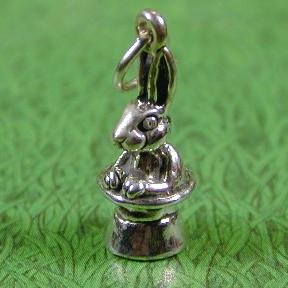 RABBIT in MAGIC HAT Sterling Silver Charm