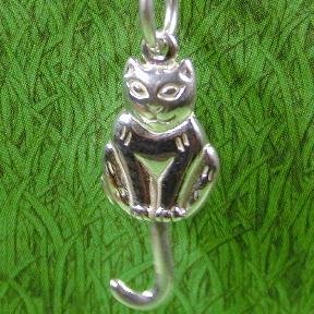 CAT with MOVABLE TAIL Sterling Silver Charm