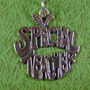 SPECIAL TEACHER APPLE Sterling Silver Charm - CLEARANCE