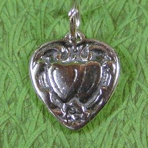 DOUBLE HEART Sterling Silver Charm - CLEARANCE
