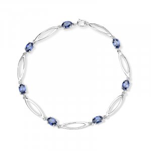 STERLING SILVER BRACLET with TANZANITE CZ Crystals
