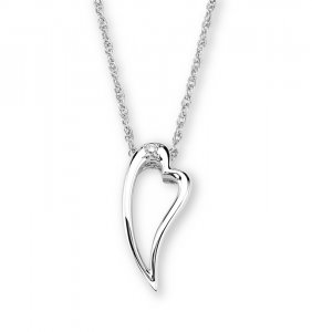 DIAMOND HEART OUTLINE Sterling Silver Pendant & Necklace