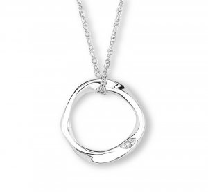 DIAMOND ORGANIC CIRCLE Sterling Silver Pendant & Necklace