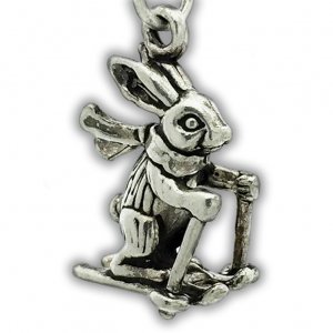RABBIT SNOW SKIING Sterling Silver Charm