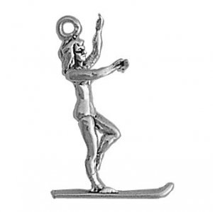 FEMALE WATER SKIER Sterling Silver Charm